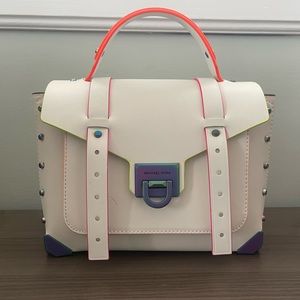 Michael Kors Manhattan Medium Contrast-trim Leather Satchel